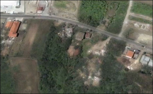 Aerial view of the mud slide shown above