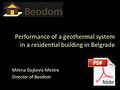 Performansa geotermalnog sistema u stambenoj zgradi - PDF