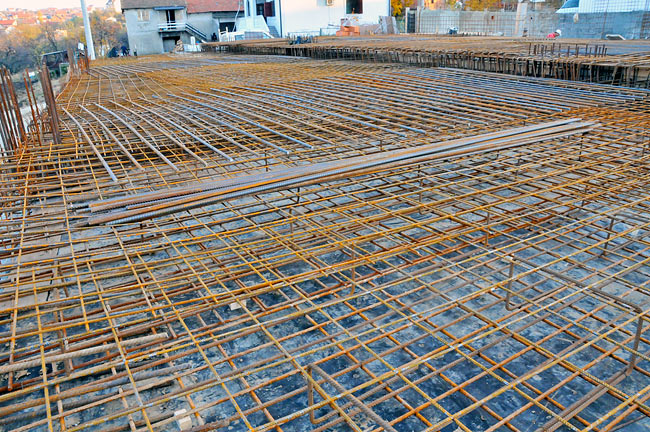 Lower part of the slab with all reinforcement installed