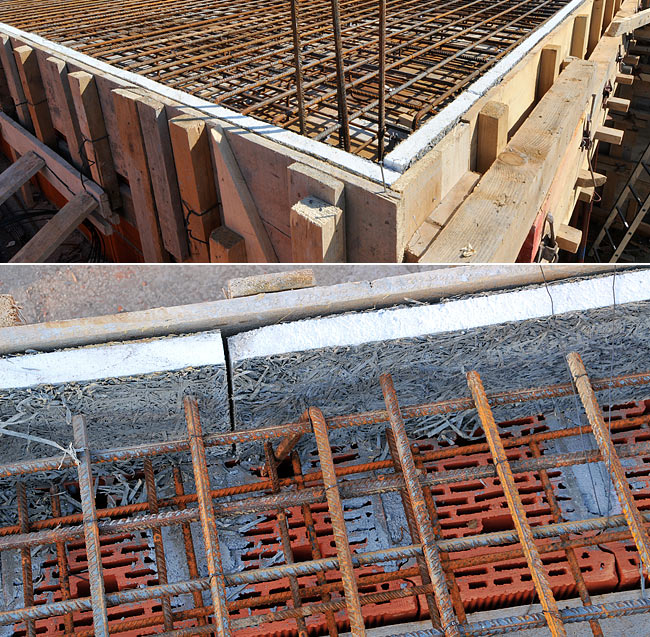 Insulation of a concrete slab connecting on a wall inside an apartment