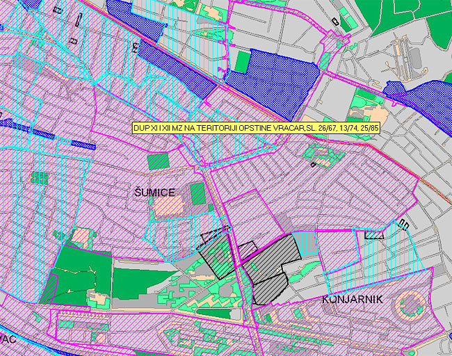 Pokrivenost Beograda sa detaljnim regulacionim planovima i detaljnim urbanističkim planovima - zoom