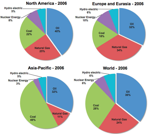 Repartition of the Primary Energy Consumption by fuel in 2006