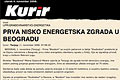 Kurir: “First low-energy residential building in Belgrade”
