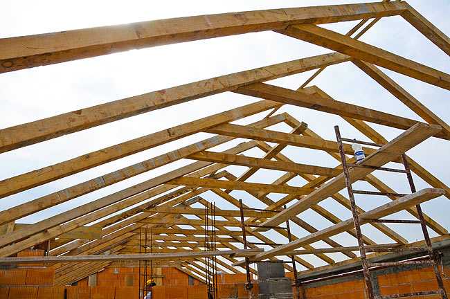 Roof rafters viewed from below