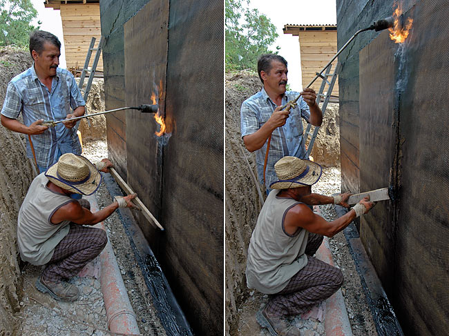 Installation of Index Testudo Spunbond waterproofing layer on the parking walls of Amadeo - 10